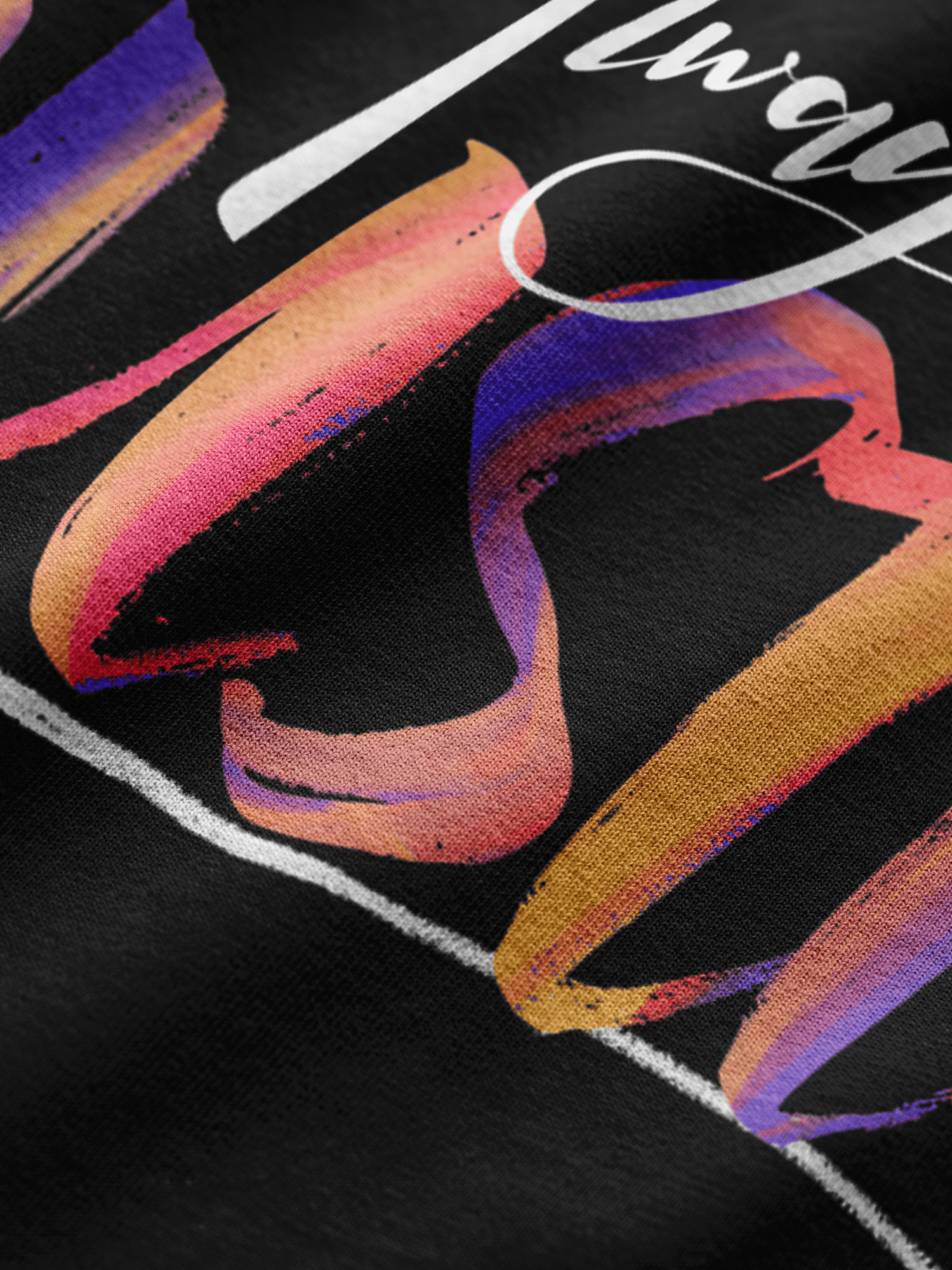 Colorful abstract design on a black background with text