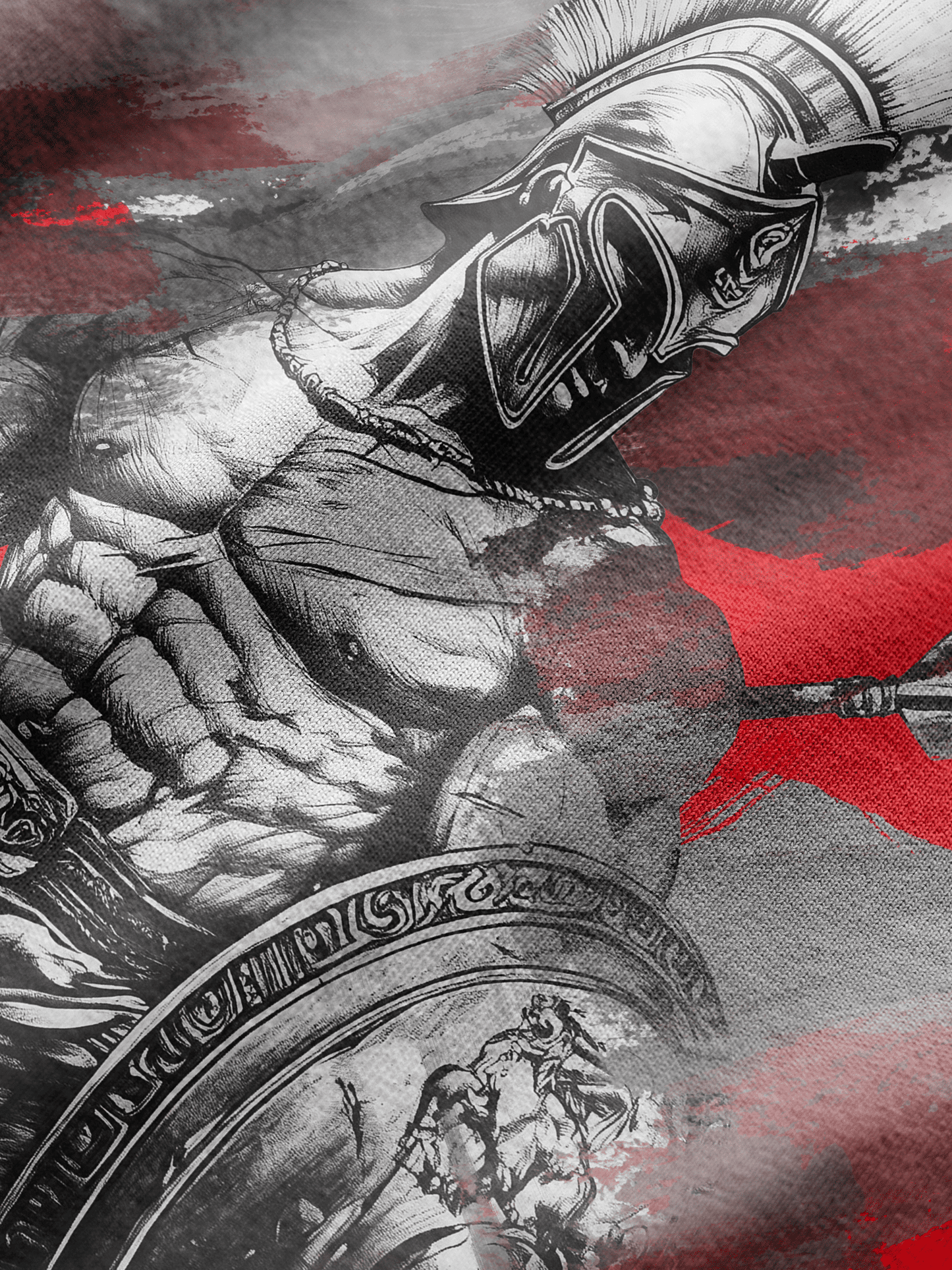 Illustration of a Roman soldier in armor with a red star in the background