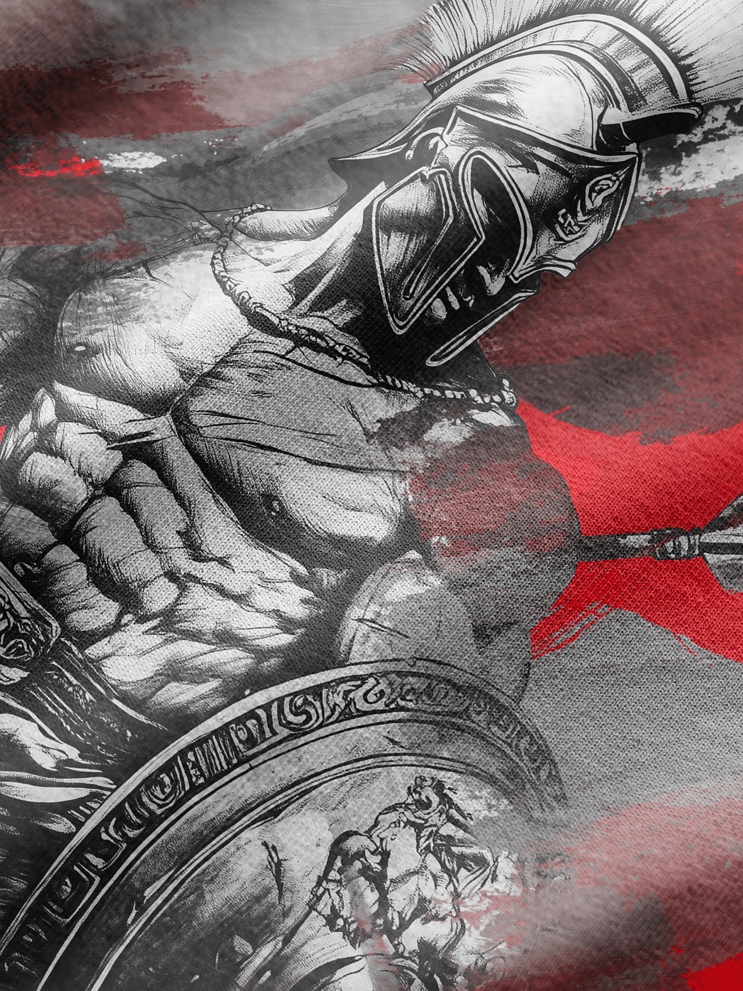 Illustration of a Roman soldier in armor with a red star in the background